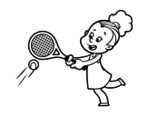 Dibujo de Niña jugando a tenis para colorear