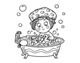 Dibujo de Niña tomando un baño para colorear