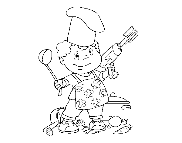 Dibujo de Niño cocinero para Colorear