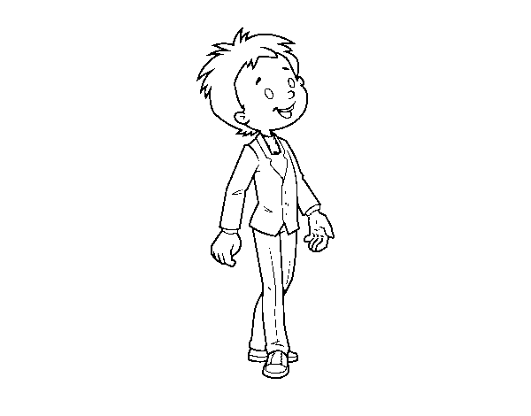Dibujo de Niño con traje para Colorear