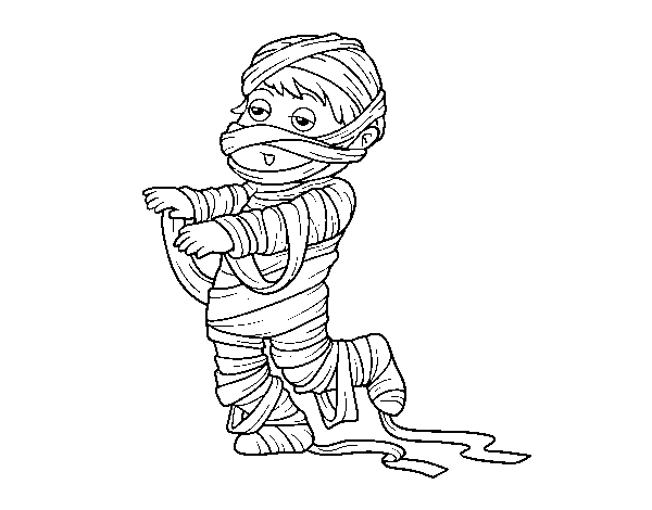 Dibujo de Niño disfrazado de momia para Colorear