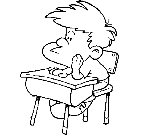 Dibujo de Niño en el pupitre para Colorear