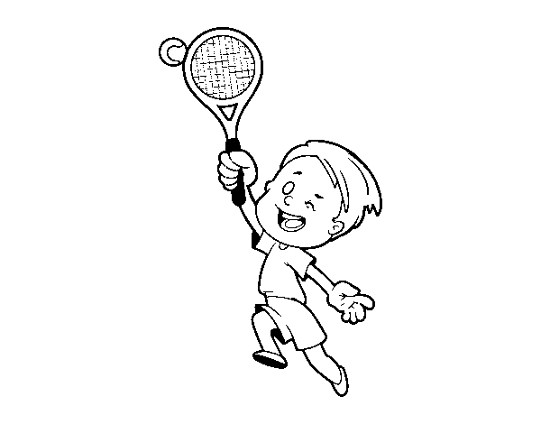 Dibujo de Niño jugando a tenis para Colorear