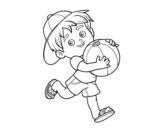 Dibujo de Niño jugando con balón de playa para colorear