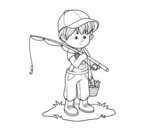 Dibujo de Niño pescador para colorear