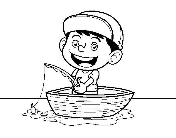 Dibujo de Niño pescando para Colorear