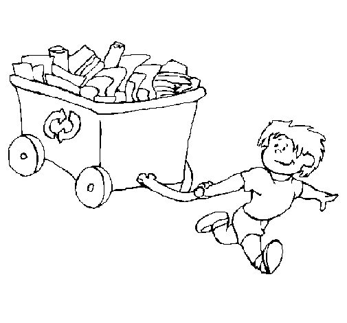 Dibujo de Niño reciclando para Colorear
