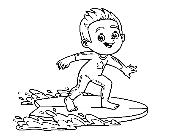 Dibujo de Niño surfista Color Roll para Colorear