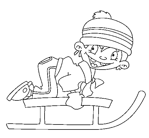 Dibujo de Niños tirandose por la nieve II para Colorear