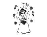 Dibujo de Novia con flores para colorear