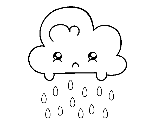 Dibujo de Nube Kawaii para Colorear