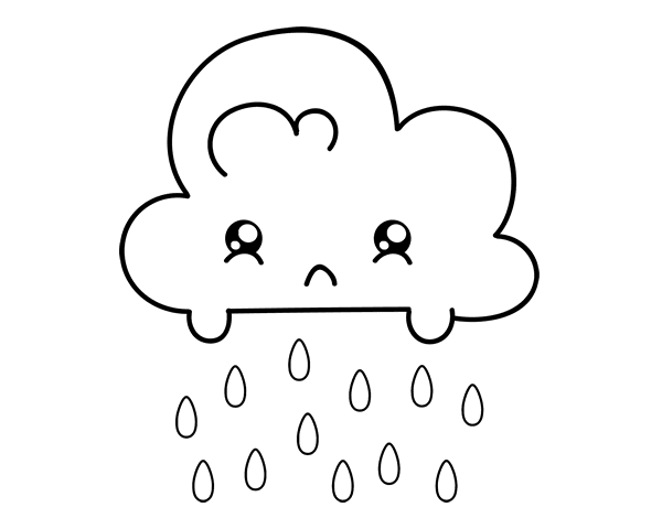 Dibujo de Nube Kawaii para Colorear 