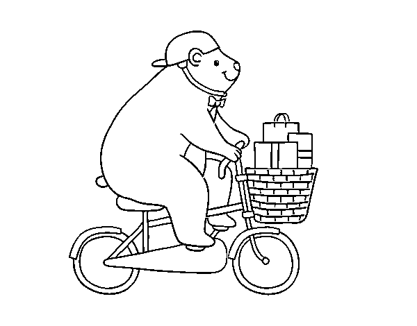 Dibujo de Oso ciclista para Colorear