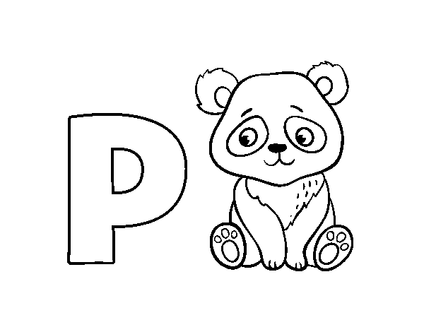 Dibujo de P de Panda para Colorear
