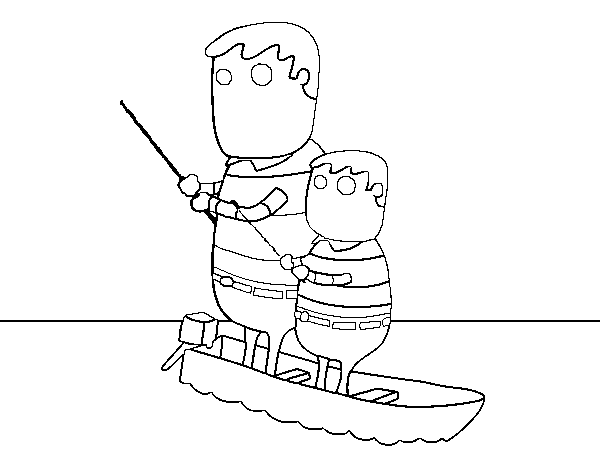 Dibujo de Padre e hijo pescando para Colorear