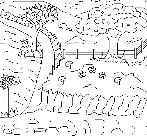  Dibujo de Paisaje rural para Colorear