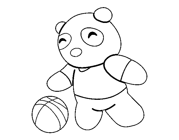 Dibujo de Panda con pelota para Colorear