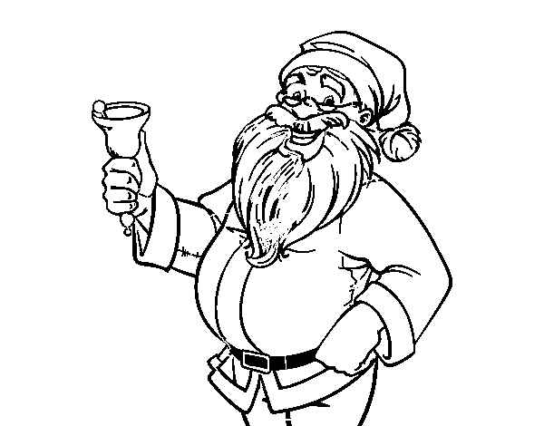Dibujo de Papá Noel con campana para Colorear