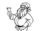 Dibujo de Papá Noel con campana para colorear