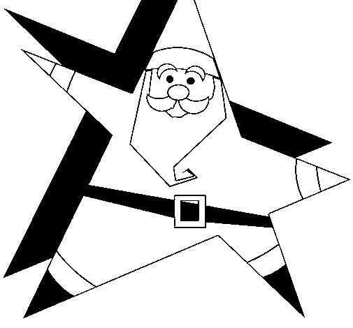 Dibujo de Papa Noel en forma de estrella para Colorear
