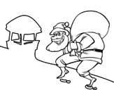 Dibujo de Papá Noel y chimenea para colorear
