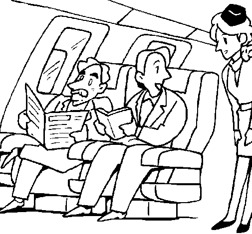 Dibujo de Pasajeros en el avión para Colorear