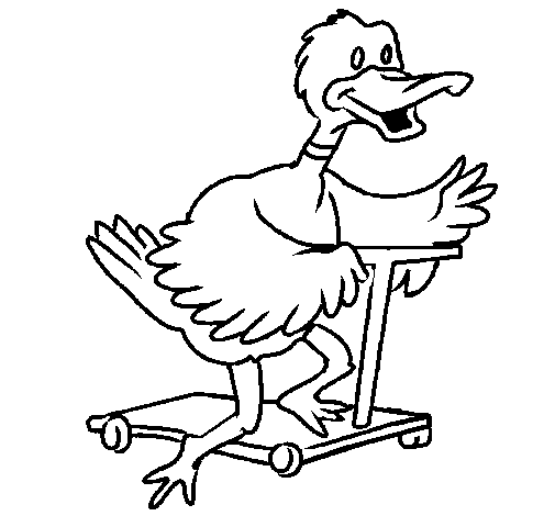 Dibujo de Pato en patinete para Colorear