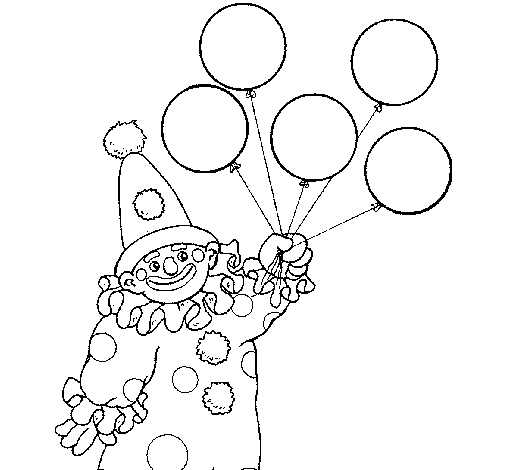 Dibujo de Payaso con globos para Colorear