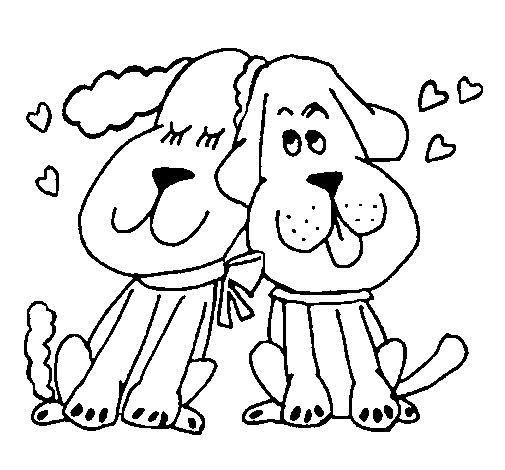 Dibujo de Perritos enamorados para Colorear