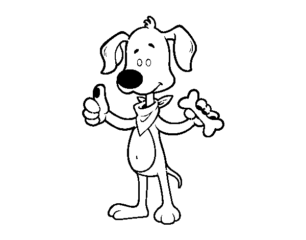 Dibujo de Perro con un hueso para Colorear 
