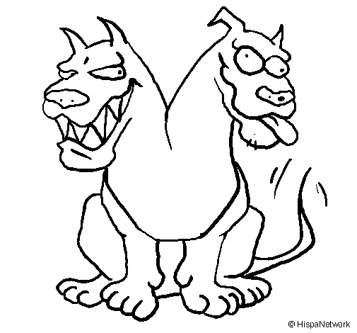 Dibujo de Perro de dos cabezas para Colorear