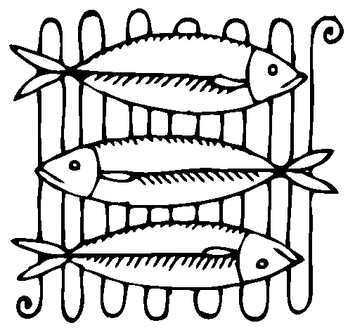Dibujo de Pescado a la brasa para Colorear