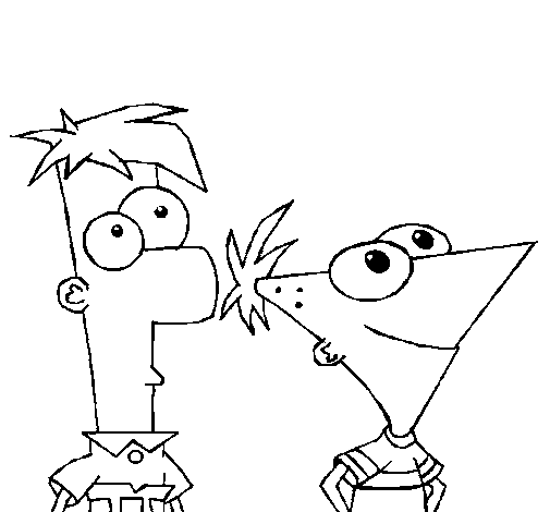 Dibujo de Phineas y Ferb para Colorear