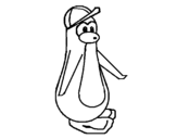 Dibujo de Pingüino con gorra para colorear