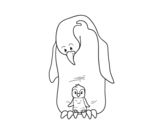 Dibujo de Pingüino con su cría para colorear