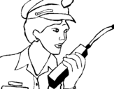 Dibujo de Policía con el walkie para colorear