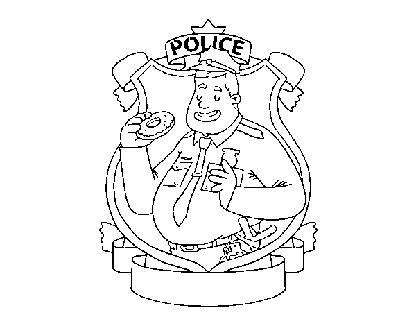 Dibujo de Policía con rosquilla para Colorear
