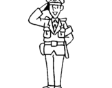 Dibujo de Policía saludando
