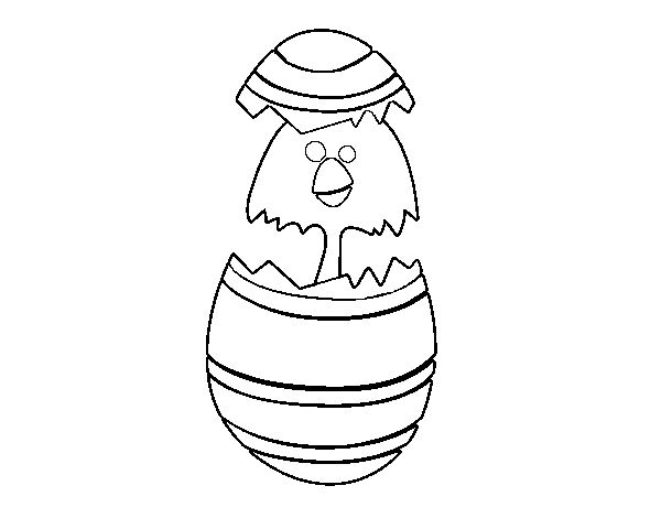 Dibujo de Pollito en un huevo de pascua para Colorear