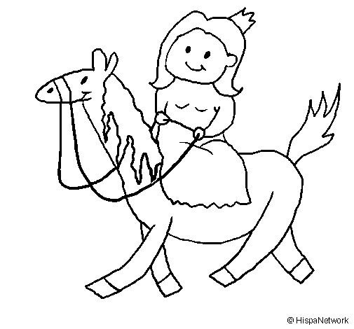Dibujo de Princesa a caballo para Colorear