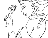 Dibujo de Princesa con una rosa