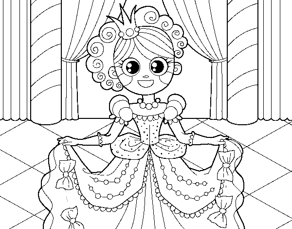 Dibujo de Princesa en el baile para Colorear