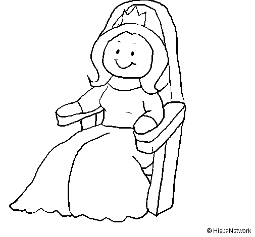 Dibujo de Princesa en el trono para Colorear
