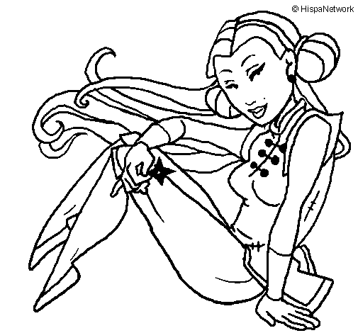 Dibujo de Princesa ninja para Colorear