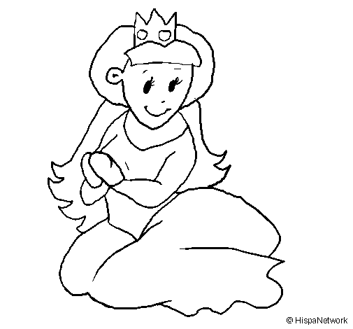 Dibujo de Princesa sentada para Colorear