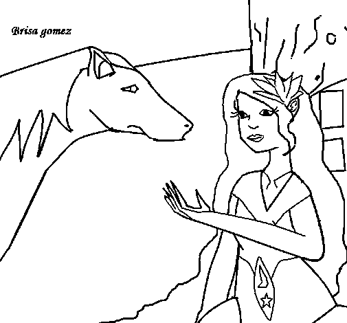 Dibujo de Princesa y caballo 1 para Colorear