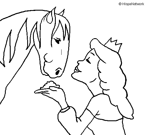 Dibujo de Princesa y caballo para Colorear