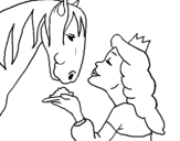 Dibujo de Princesa y caballo para colorear
