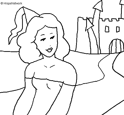 Dibujo de Princesa y castillo para Colorear