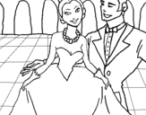 Dibujo de Princesa y príncipe en el baile para colorear